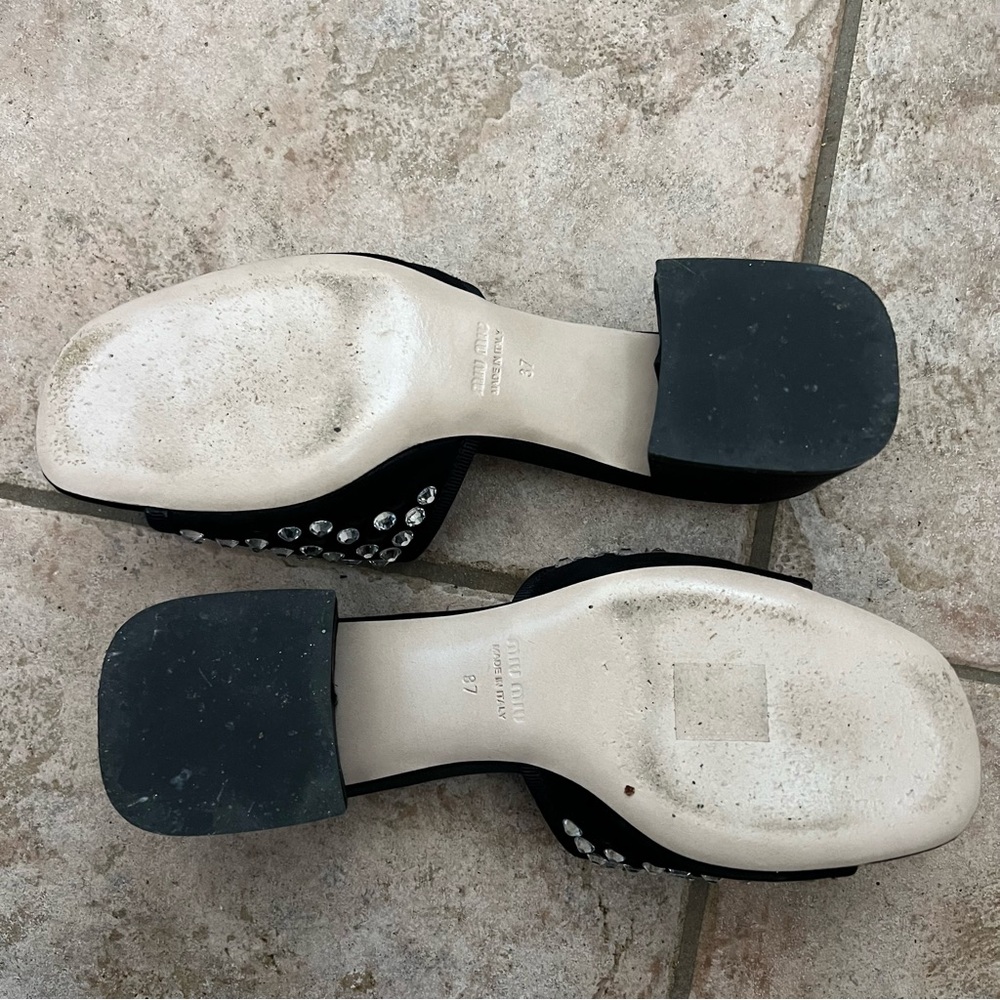 Miu Miu Black Sandals with Silver Embellishments - Picture 8 of 9